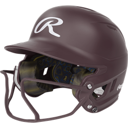Rawlings Mach Hi-Viz 1-Tone Matte Batting Helmet with Attached Face Guard | Junior