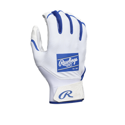 Rawlings Adult Clout Batting Gloves | White/Royal | Small