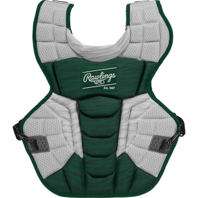 Rawlings Velo 2.0 15.5-inch Chest Protector | NOCSAE Approved | Intermediate | Dark Green/White