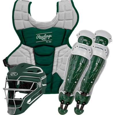 Rawlings Velo Baseball Adult Catcher's Box Set | Dark Green/White