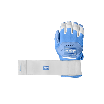 Rawlings Youth Workhorse Compression Strap Batting Gloves | Columbia Blue/White | L