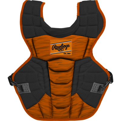 Rawlings Velo 2.0 15.5-inch Chest Protector | NOCSAE Approved | Adult | Black/Orange Gold