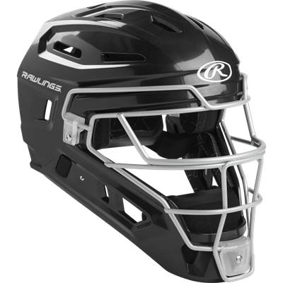 Rawlings 2022 Renegade 2.0 Hockey Style Catcher's Helmet, Senior, Black/Silver